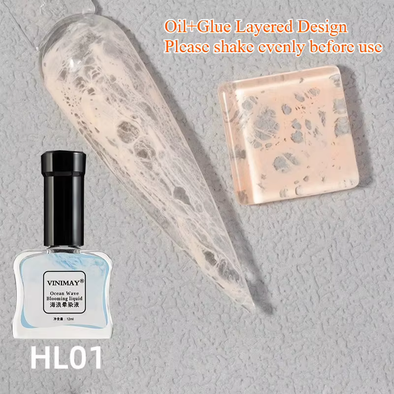 Bulle océan vague Nail Art colle ongles Poke blanc noir dentelle creux dégradé couleur ongles peintu