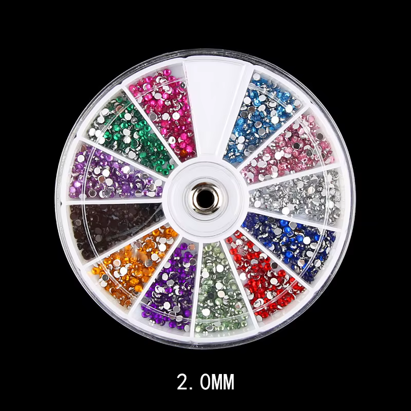 Strass 3d en pierre brillante pour ongles, 12 couleurs mélangées, 1.5MM,2MM,3MM, petites perles, man