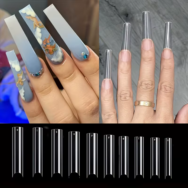 Pointes d'ongles en boîte pour pipe à eau, tête carrée française, cercueil extra long, demi-couvertu