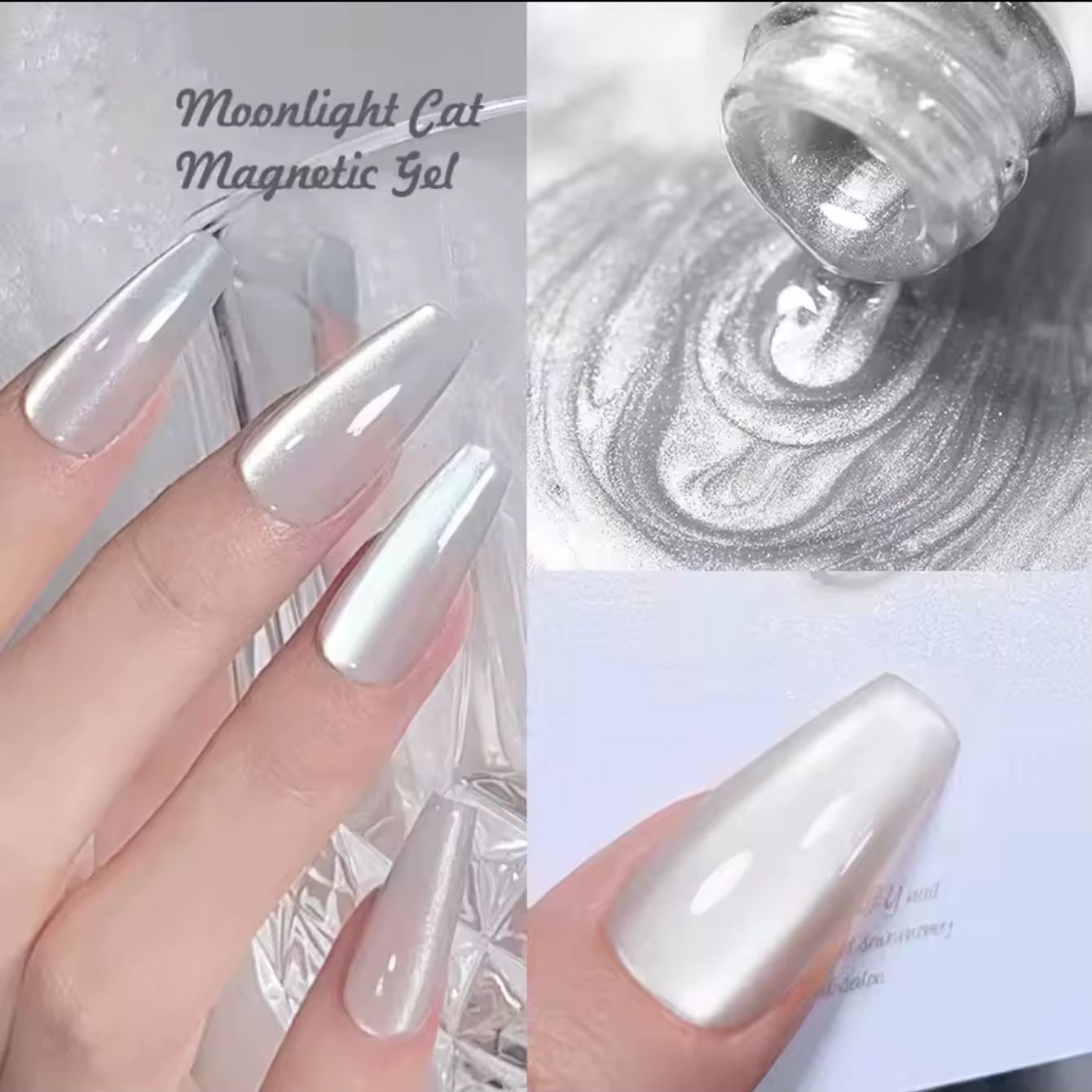 MIANEL 10ML Vernis à ongles gel blanc transparent effet œil de chat, populaire et polyvalent, vernis