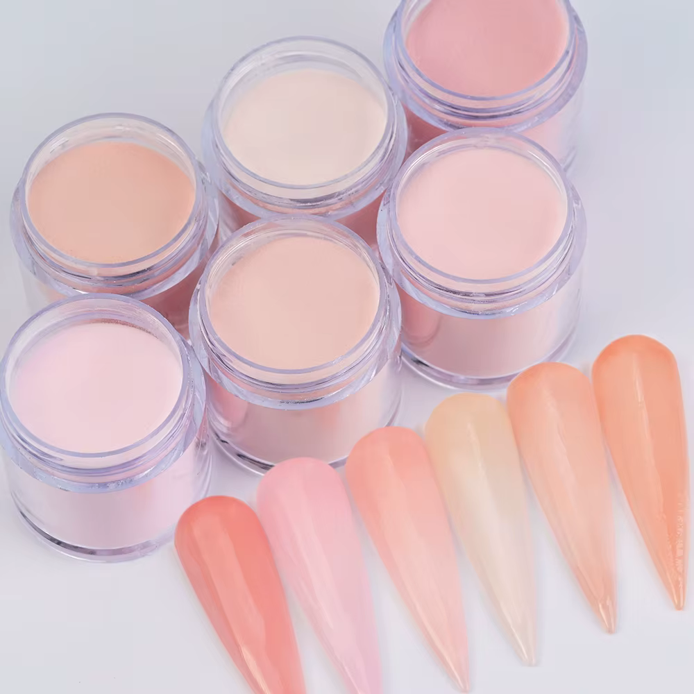 Filet de poudre acrylique pour Nail Art, 6 couleurs, chair/rose, 7g x 6 pots pour Extension d'ongles
