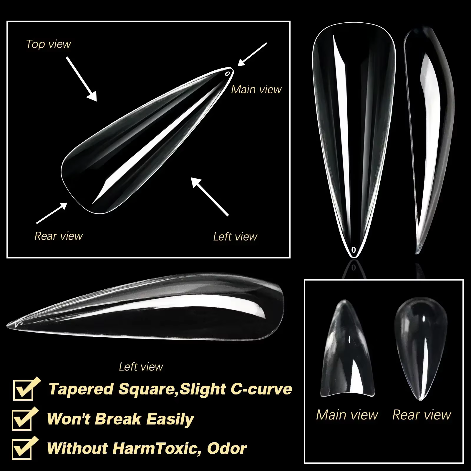 Boîte de faux-points en Gel souple, cercueil de Ballet sculpté naturel, amande, couverture complète,