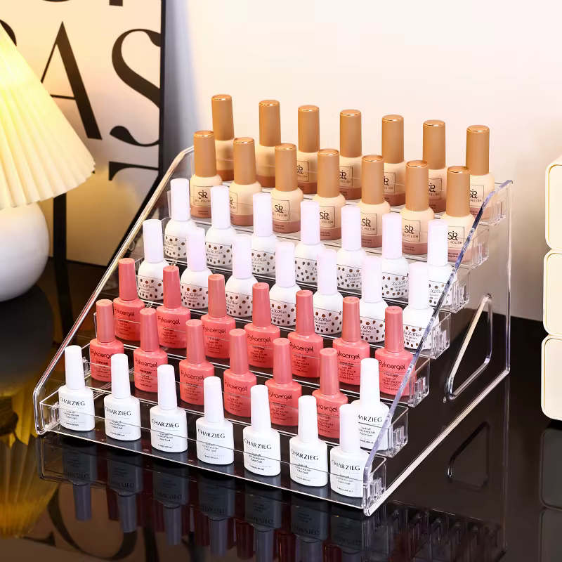 Présentoir de vernis à ongles à boucle acrylique multicouche, type échelle transparente, support de