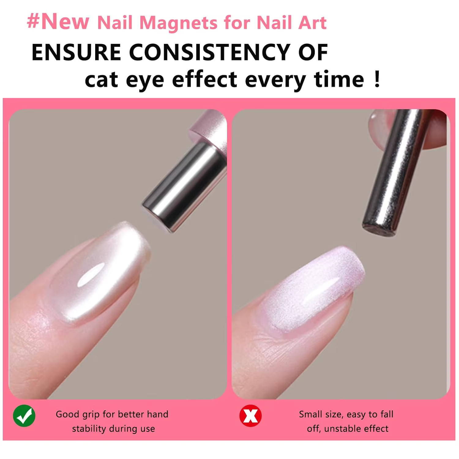 Boule magnétique œil de chat avec bâton magnétique pour ongles, ensemble d'outils, stylo magnétique