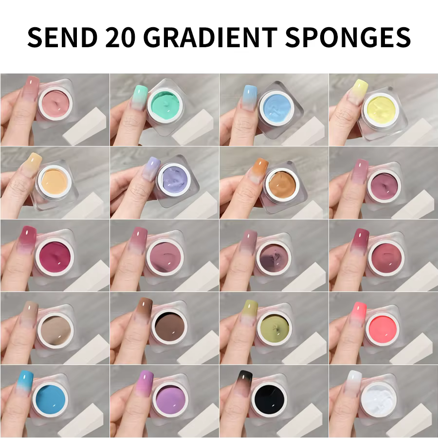 20 couleurs Pat peinture Gel vernis à ongles ensemble avec éponge dégradé Semi Permanent tremper UV