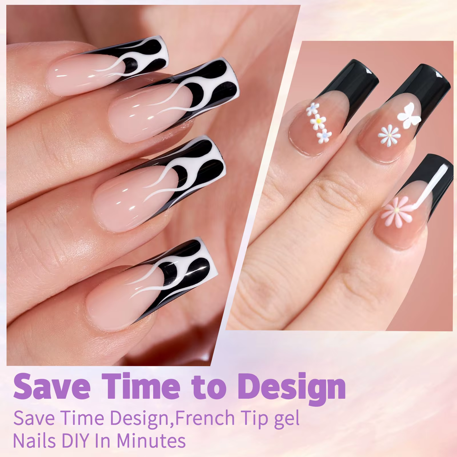 150 pièces/boîte faux ongles français sans cicatrice cercueil amovible amande faux ongles patchs acr
