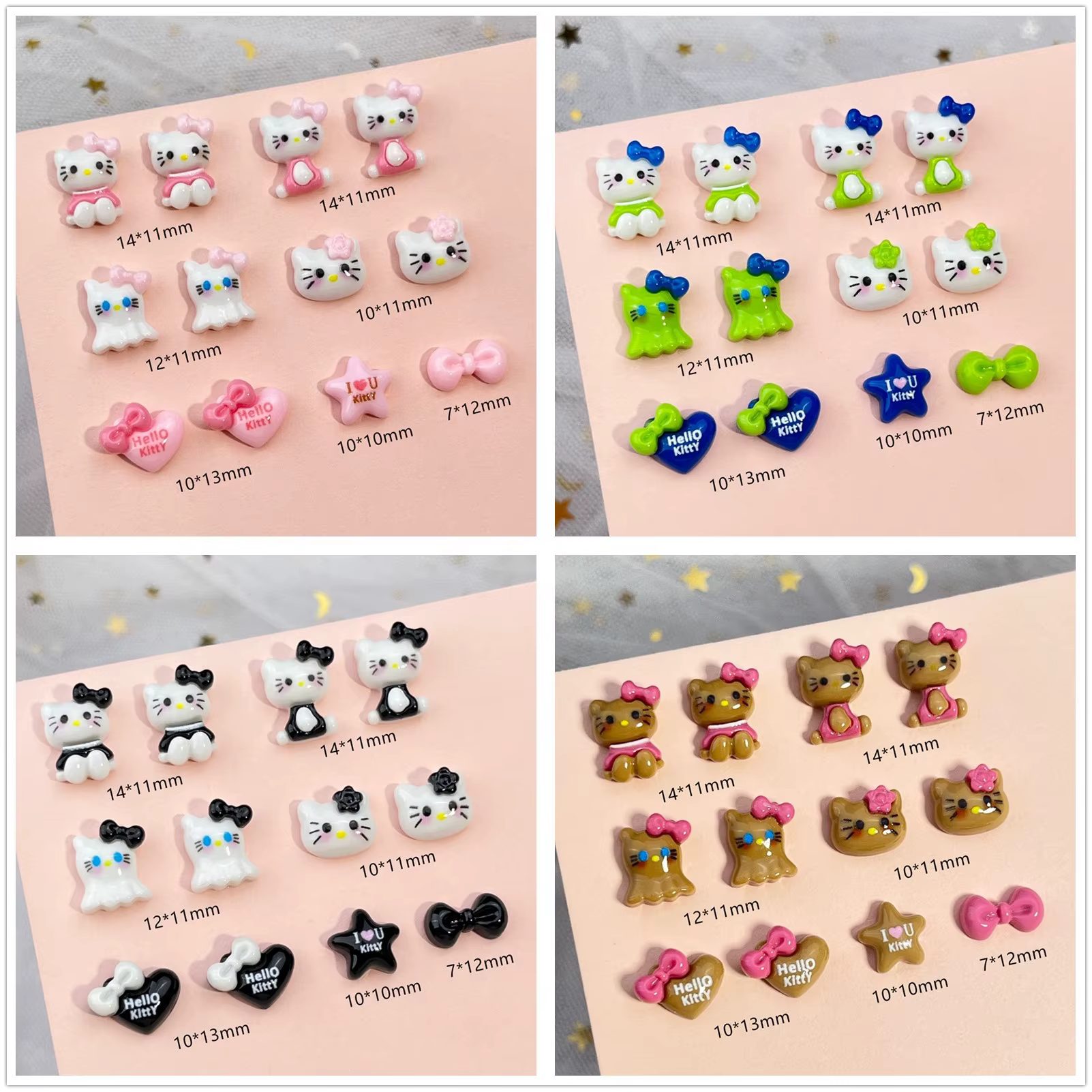 Accessoires pour ongles DIY 20 pièces: décoration d'ongles de dessin animé Hello Kitty avec joli nœu
