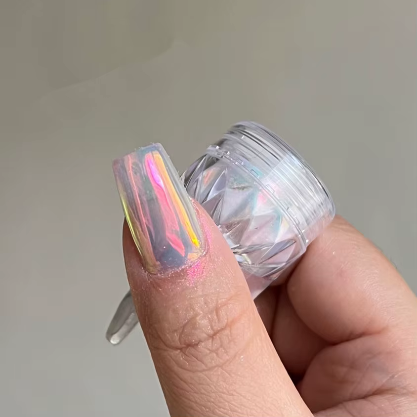 Poudre pour ongles miroir au clair de lune, blanc perle, paillettes, aurore, Pigment brillant, pouss