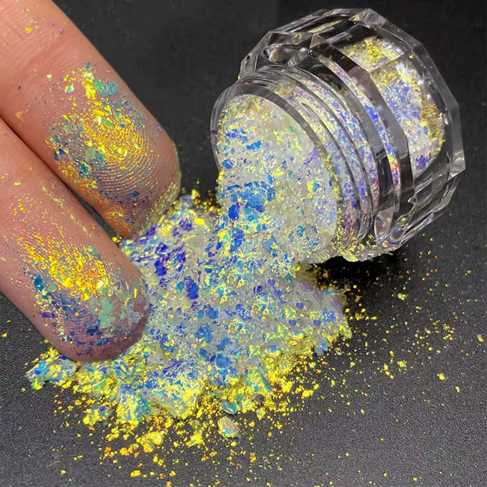 1 * ongles caméléon paillettes flocons multi-chromes holographiques poudre à ongles irisé vernis à o