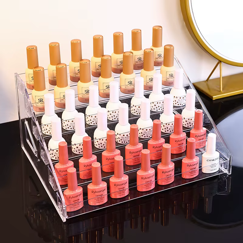 Présentoir de vernis à ongles à boucle acrylique multicouche, type échelle transparente, support de
