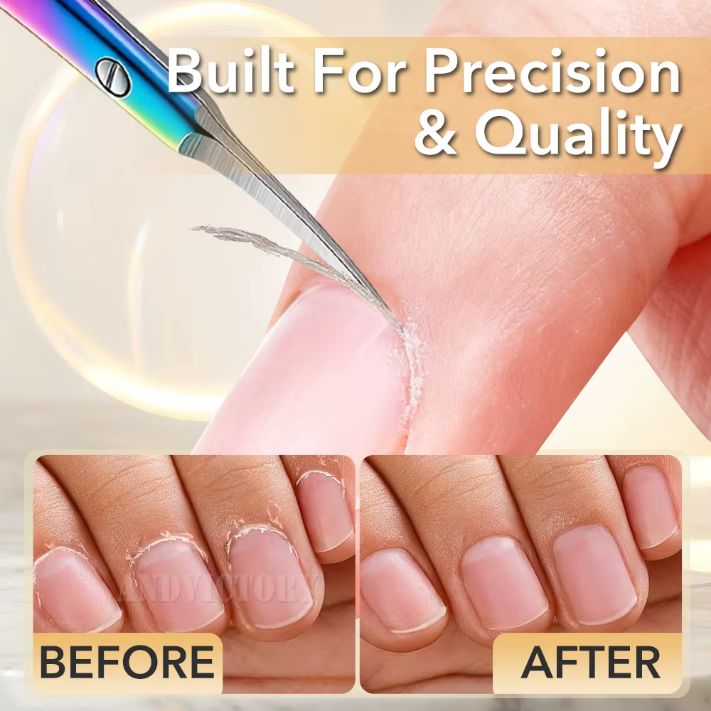 Ciseaux à cuticules en acier inoxydable, dissolvant de peau morte pour les ongles, coupe-ongles russ