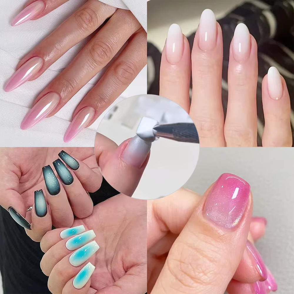 LINMANDA 200/50 pièces éponge à ongles avec stylo à saisir et pince à saisir ensemble ongles dégradé