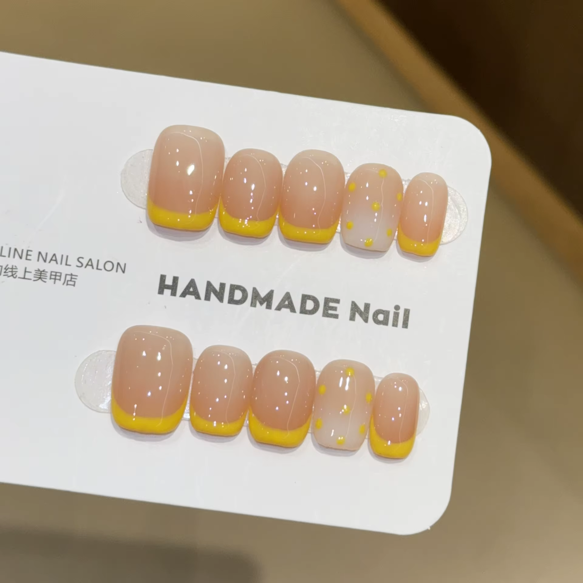 10 pièces faux ongles français simples avec colle acrylique faux ongles nus cercueil à la main press