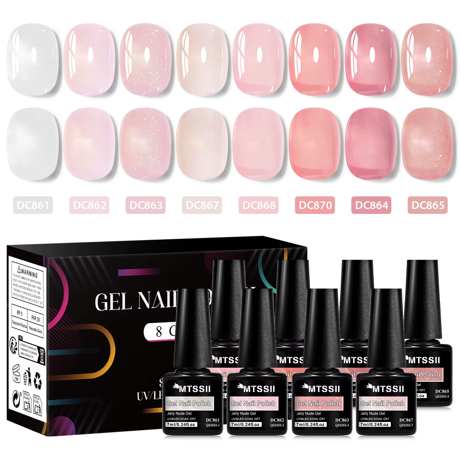 8 pièces ensemble de vernis à ongles Gel gelée nue avec boîte couleur translucide Semi Permanent tre