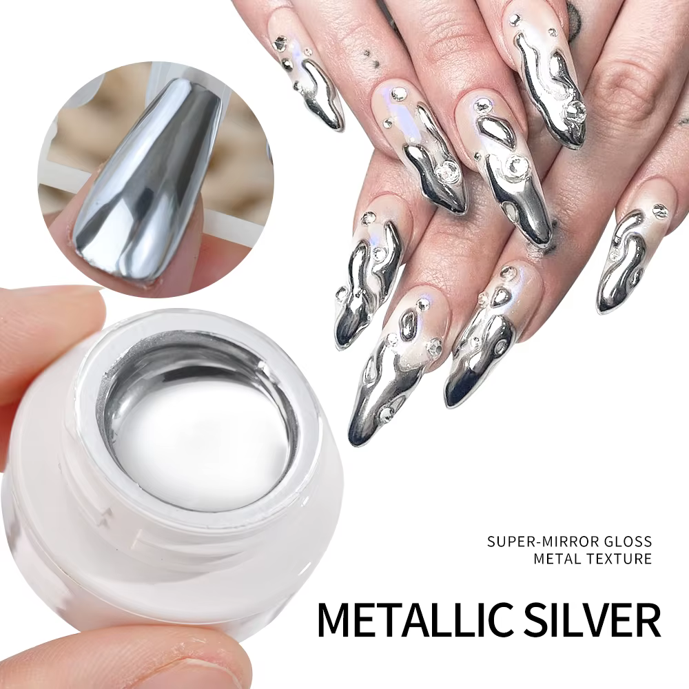 Peinture métallique Gel Chrome or argent effet miroir vernis à ongles Super lumineux ligne de dessin
