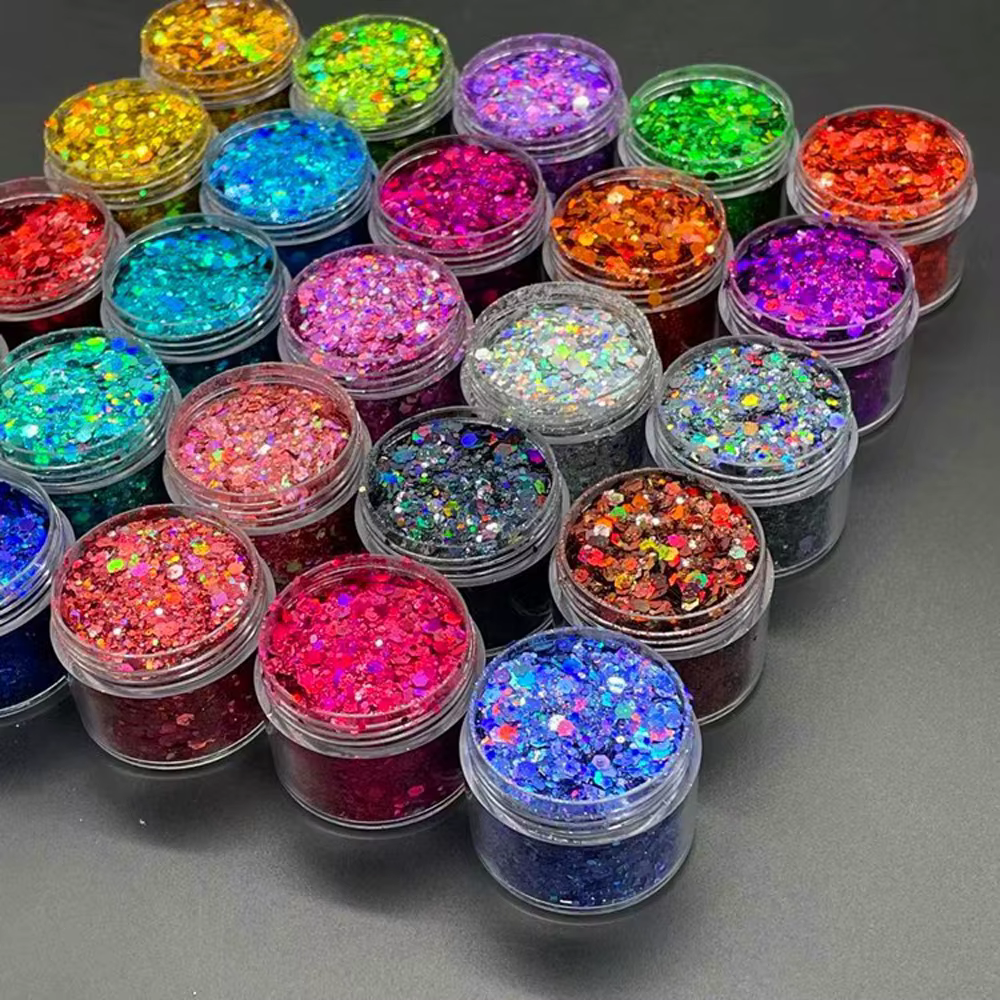 Paillettes laser holographiques pour ongles, 24 couleurs au total