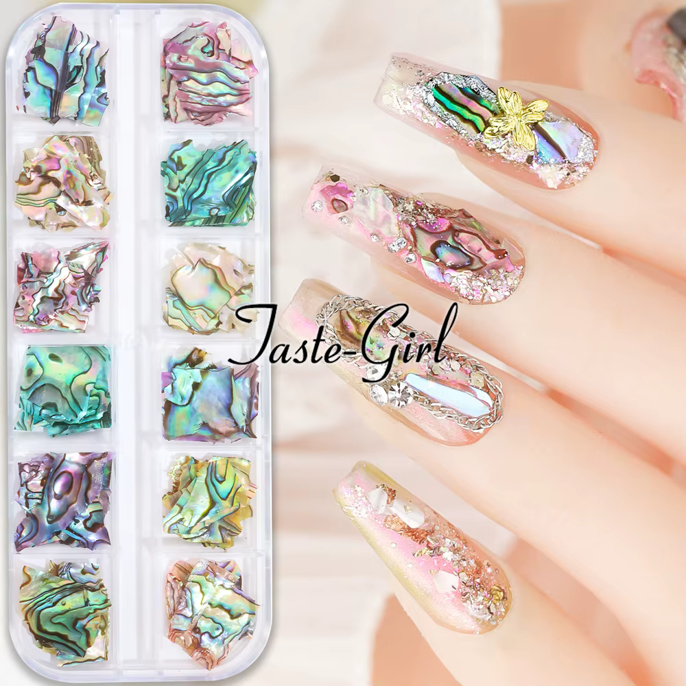 N64.Abalone Shell Fragments, Bergame Natural Sea Shell, 3D Charm Nail Art Decoration, DIY Beauty Sal