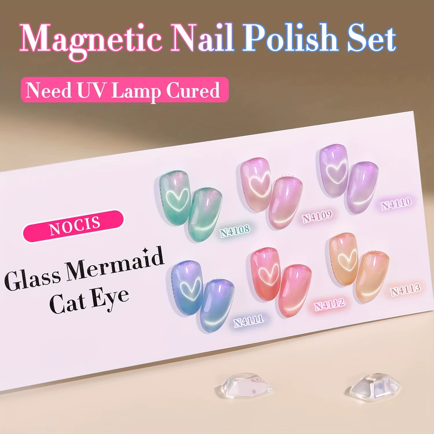 Kit de vernis à ongles gel effet œil de chat - 6 couleurs 0,26 oz, gel caméléon vert et violet sirèn