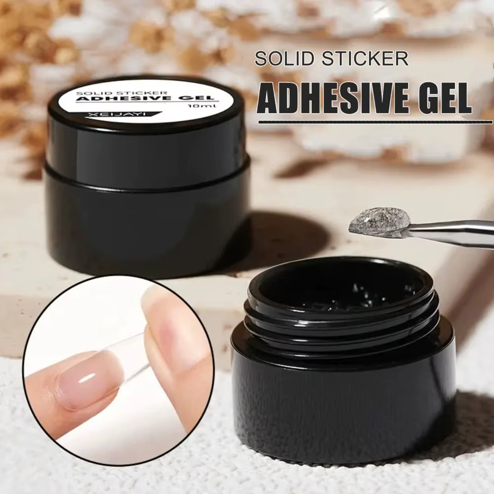 Gel adhésif solide transparent 10g longue durée pour extension d'ongles, gel non collant pour les ma