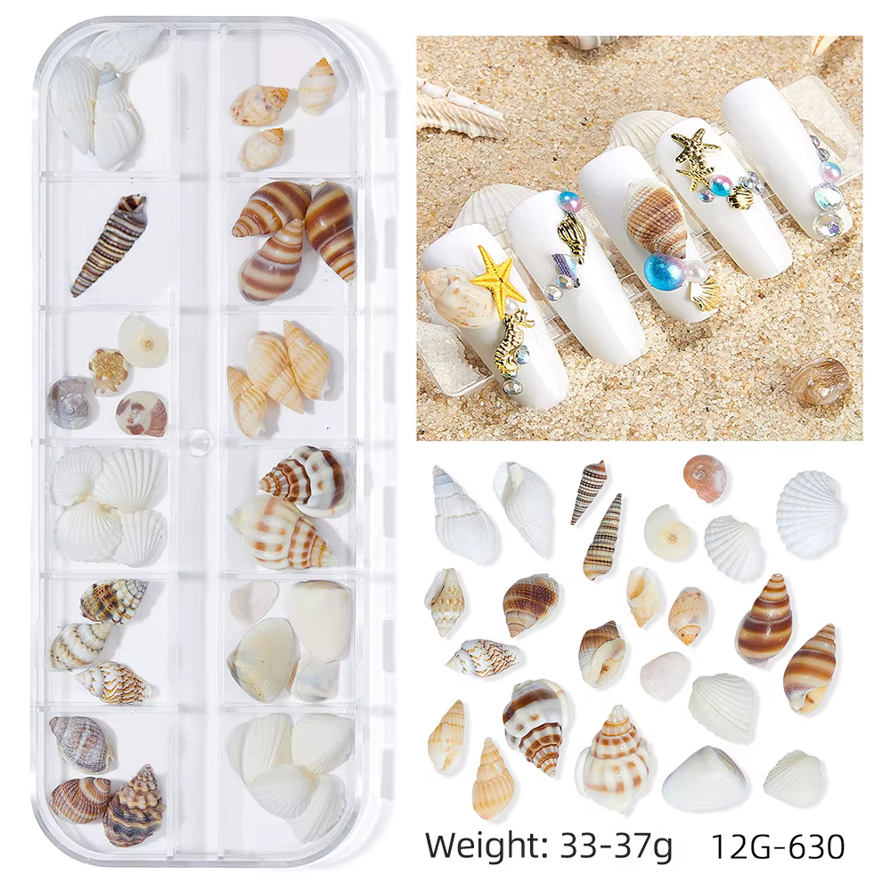 Ensemble de décoration d'ongles 3D sur le thème de l'océan hawaïen, coquille, étoile de mer, goujons