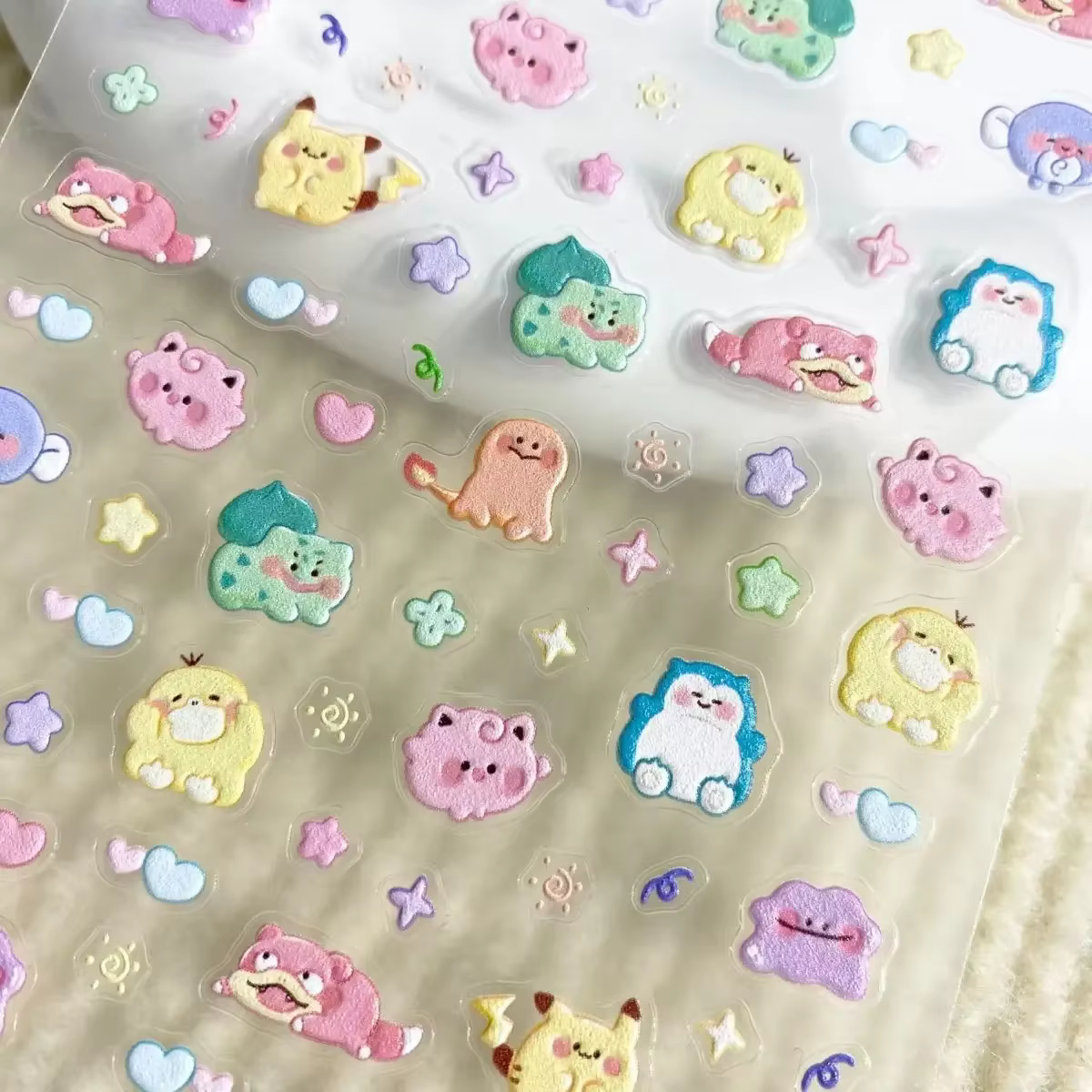 Autocollants pour ongles Pokemon Pikachu, en relief 5D, pour Nail Art, tasse d'eau, coque de télépho