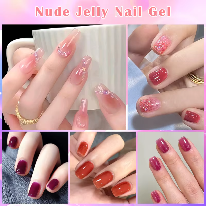 Ensemble de vernis à ongles Gel gelée nue, 6 pièces, transparent, translucide, pour manucure, fourni