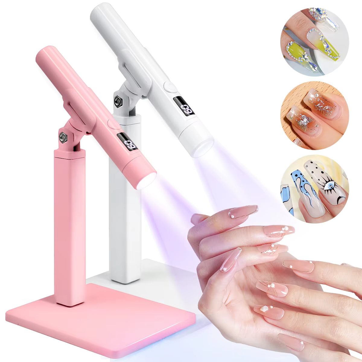 Lampe LED UV Portable pour ongles et Base de Support de lumière LED Rechargeable pour les ongles Gel