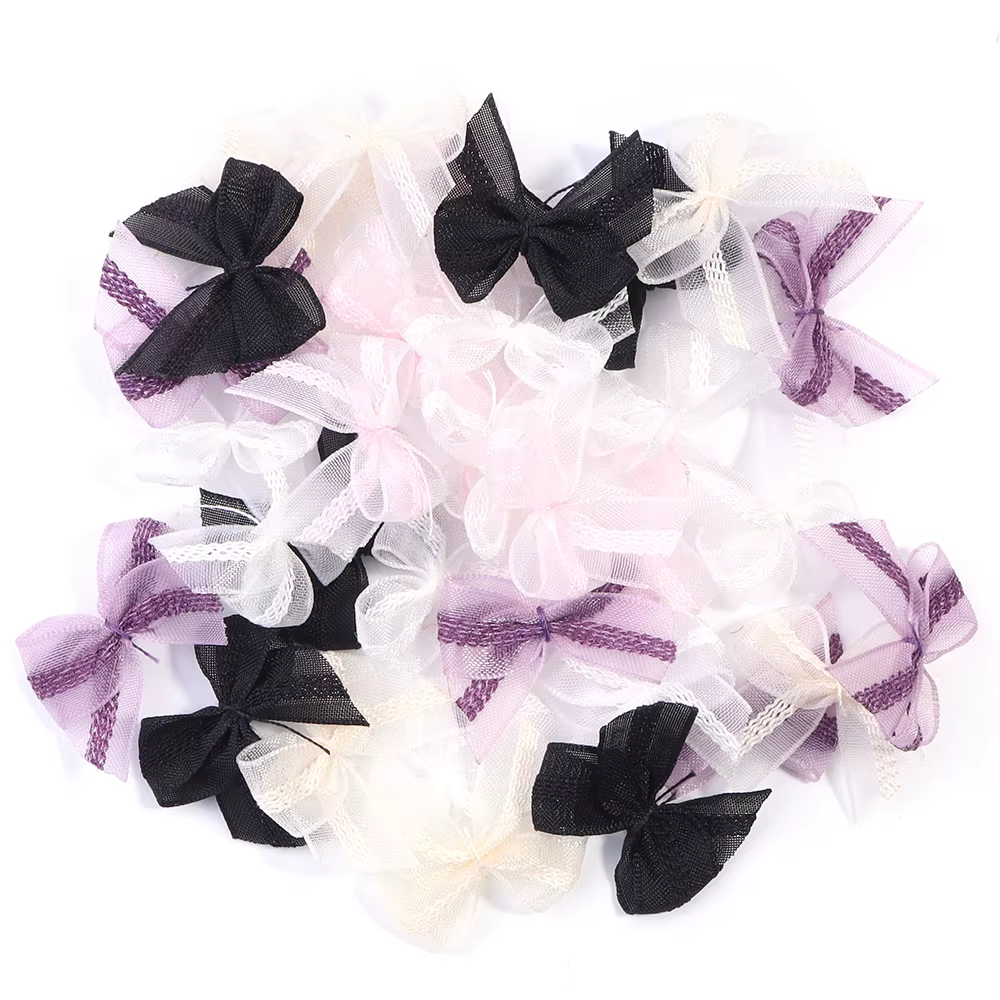 Mini nœuds en organza et mousseline, 30 à 60 pièces/lot, breloques en dentelle pour nail art, pour v