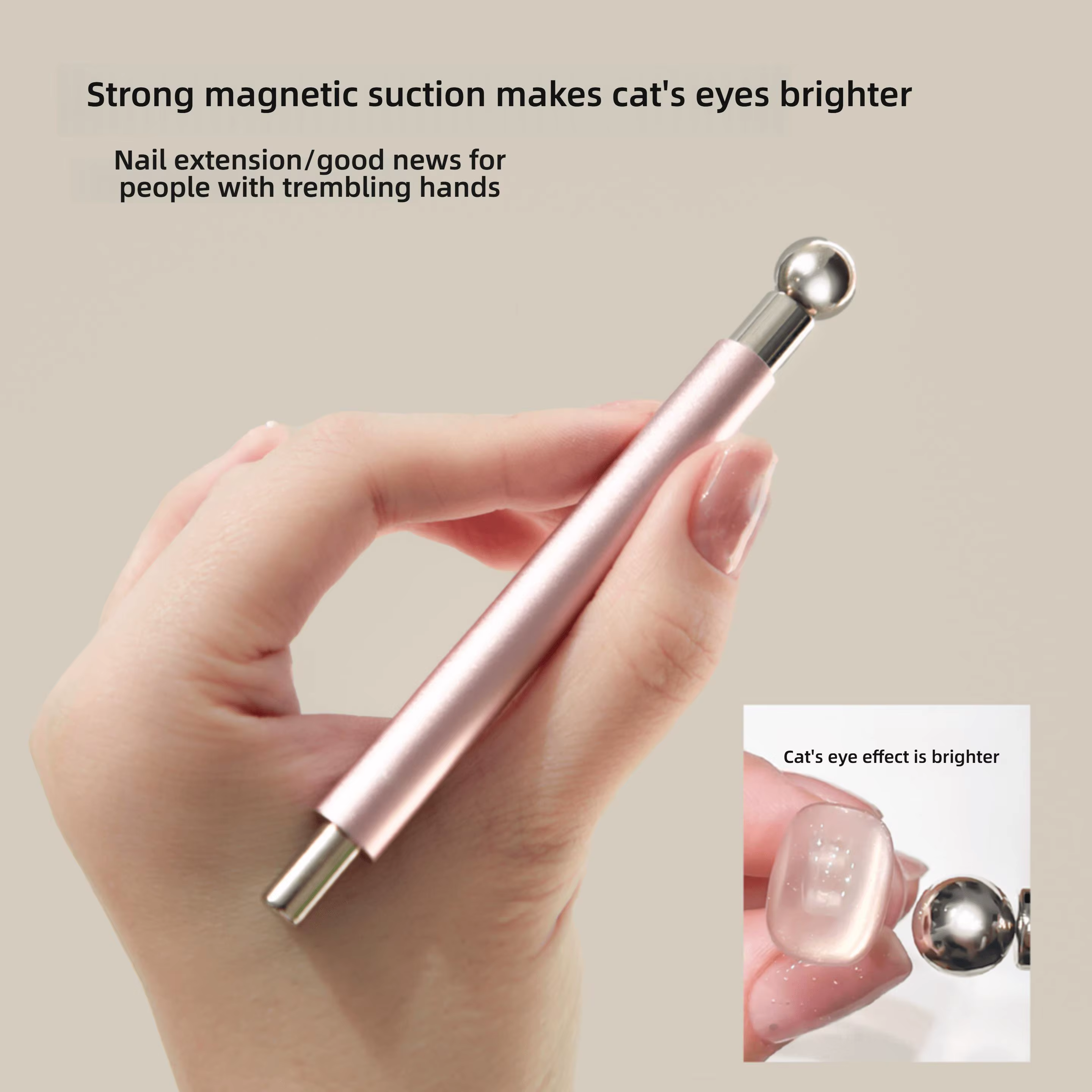 Bâton magnétique pour ongles effet perle de verre, 1 pièce ﻿ Stylo magnétique œil de chat à Double t