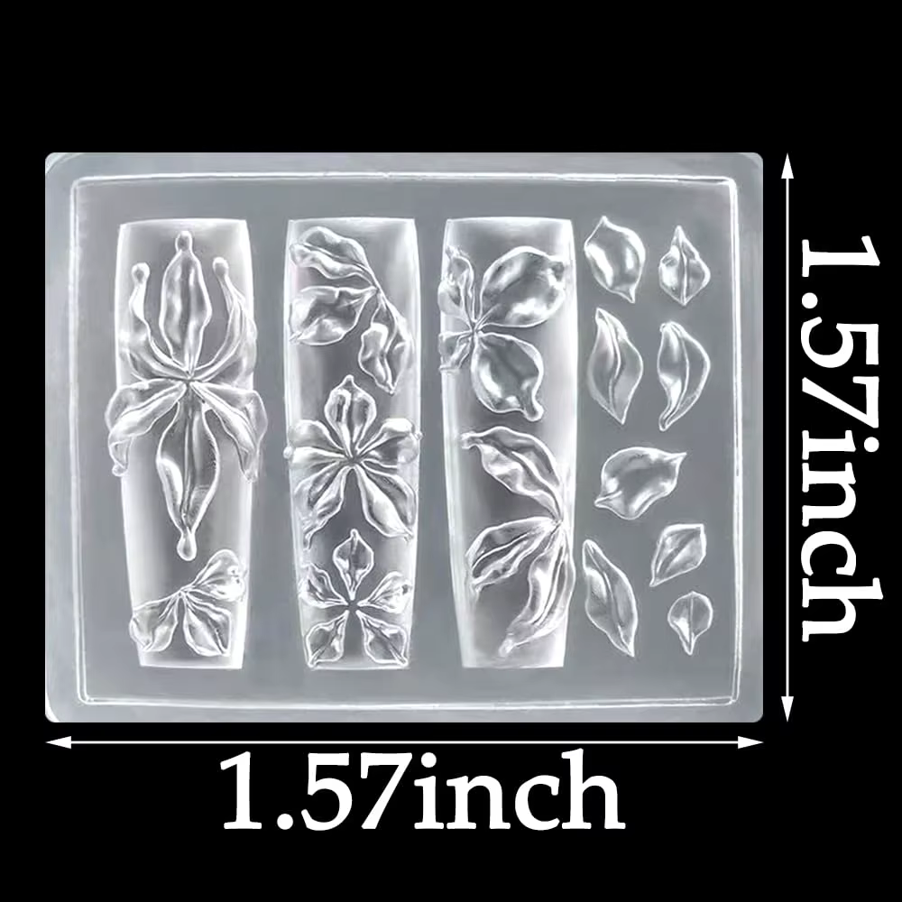Moule à ongles en Silicone fleur de lys glacée, Gel 3D, motifs de breloques florales, moules réutili