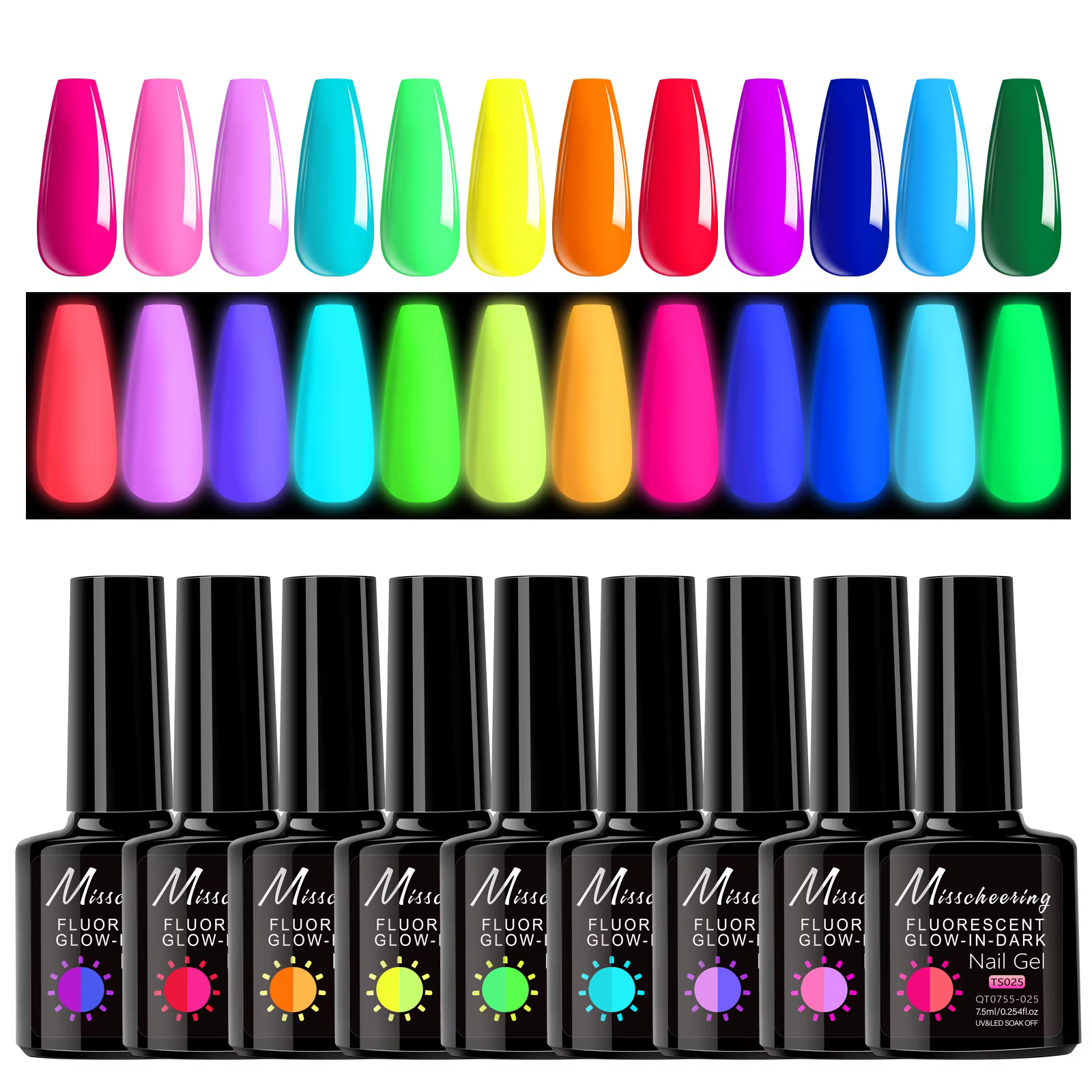 7.5ml Fluorescent lueur dans l'obscurité Gel Vernis à ongles été néon Semi Permanent tremper UV Gel 