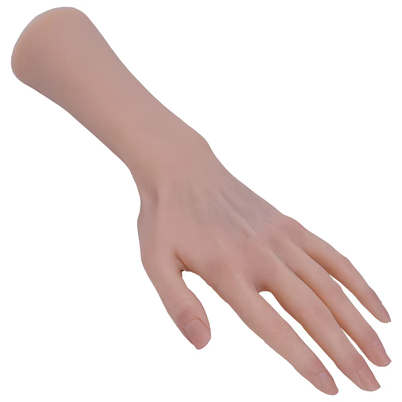 Faux Silicone pratique main acrylique Nail Art formation doux Flexible Mannequin main modèle pour ma