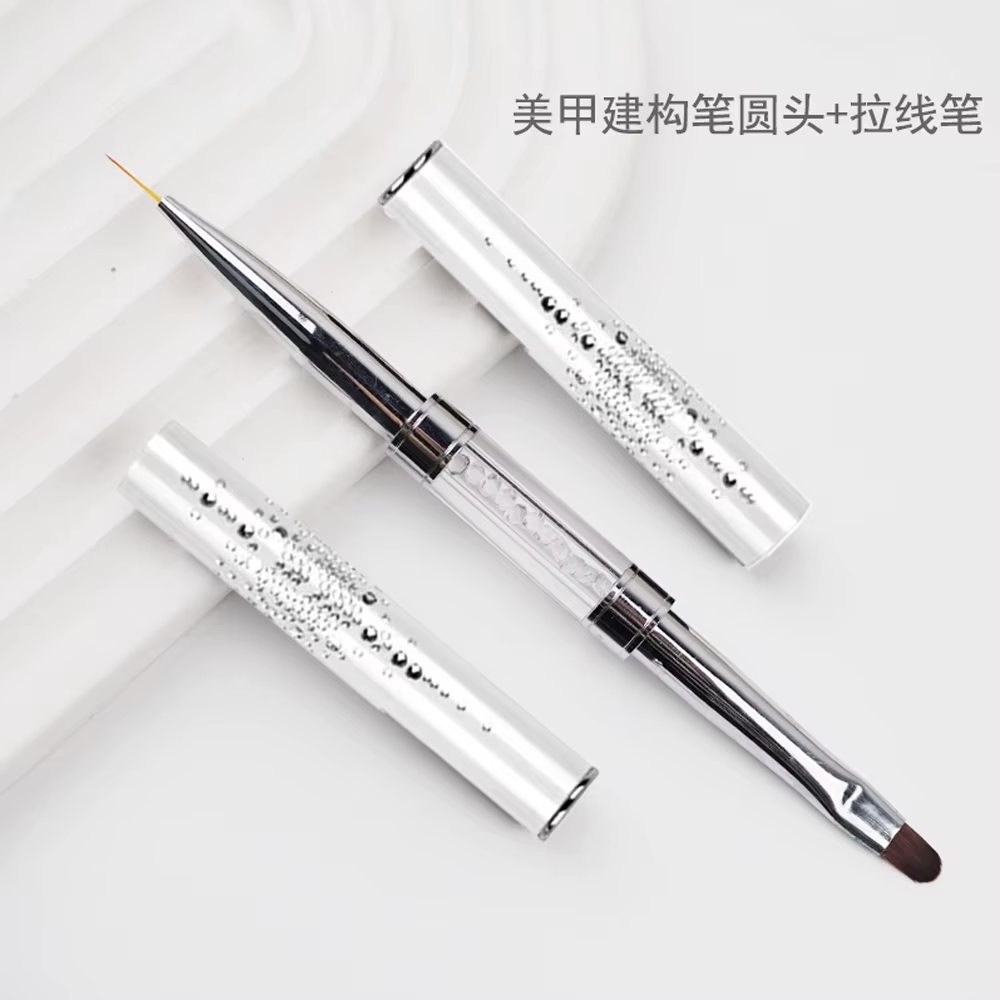 Brosse professionnelle de conception de Construction d'ongles à double extrémité, revêtement de Gel