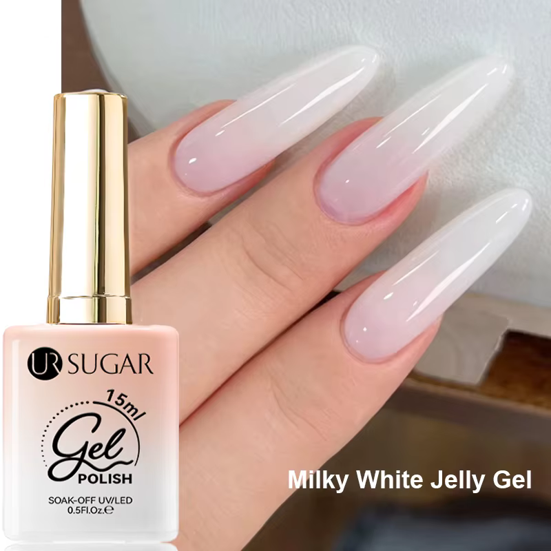 UR SUGAR 1/2PCS Vernis à ongles gelée 15ml Blanc laiteux semi-transparent Gel UV LED Soak Off Manucu