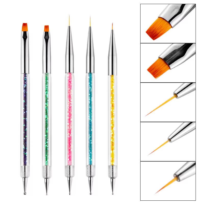 Stylo à points pour Nail Art, 5 pièces, fournitures de doublure pour dessin acrylique, brosse, stras