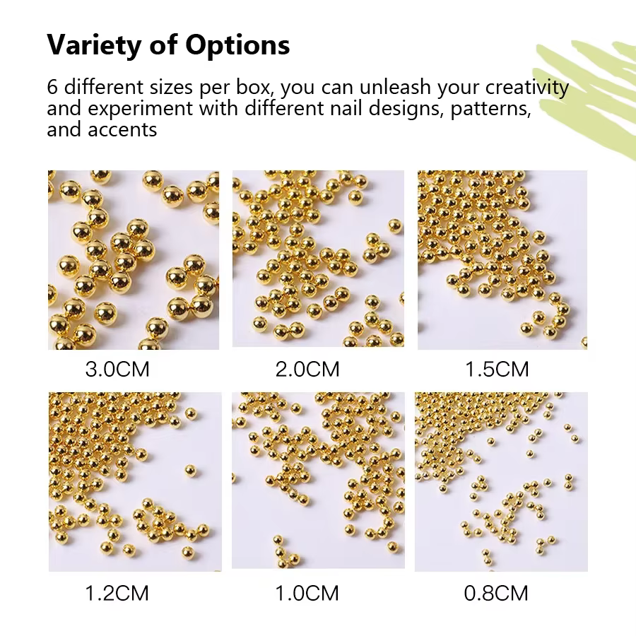 Perles de Caviar à 12 compartiments, accessoires métalliques pour Nail Art, perles en métal avec boî