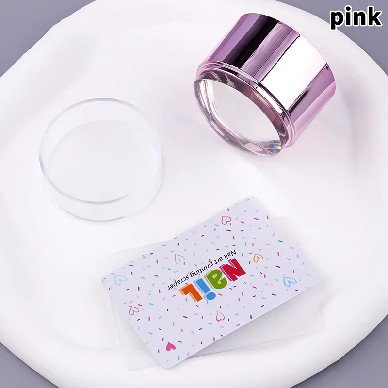 Emporte-pièce pour nail art français avec grattoir à ongles, tête transparente en silicone, modèle d