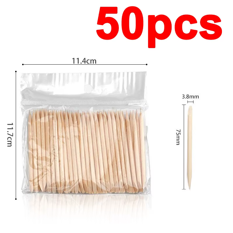 Bâtonnets en bois pour ongles, bâtonnets de nettoyage des ongles, baguettes en bois de rose, repouss
