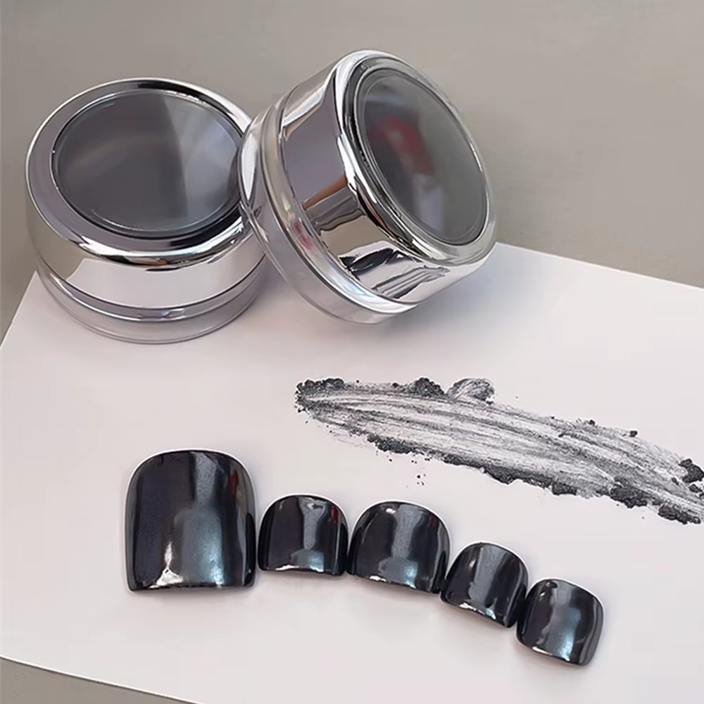 Poudre à ongles chromée noire brillante pour ongles en Gel effet miroir licorne Chrome Pigment Gel v