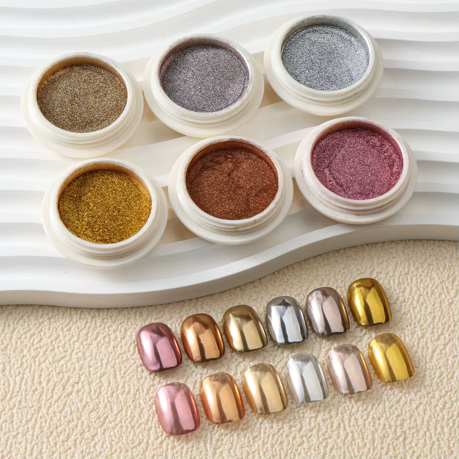 6pc or métallique miroir paillettes Nail Art poussière Rose or argent poudre UV Gel vernis Chrome fr