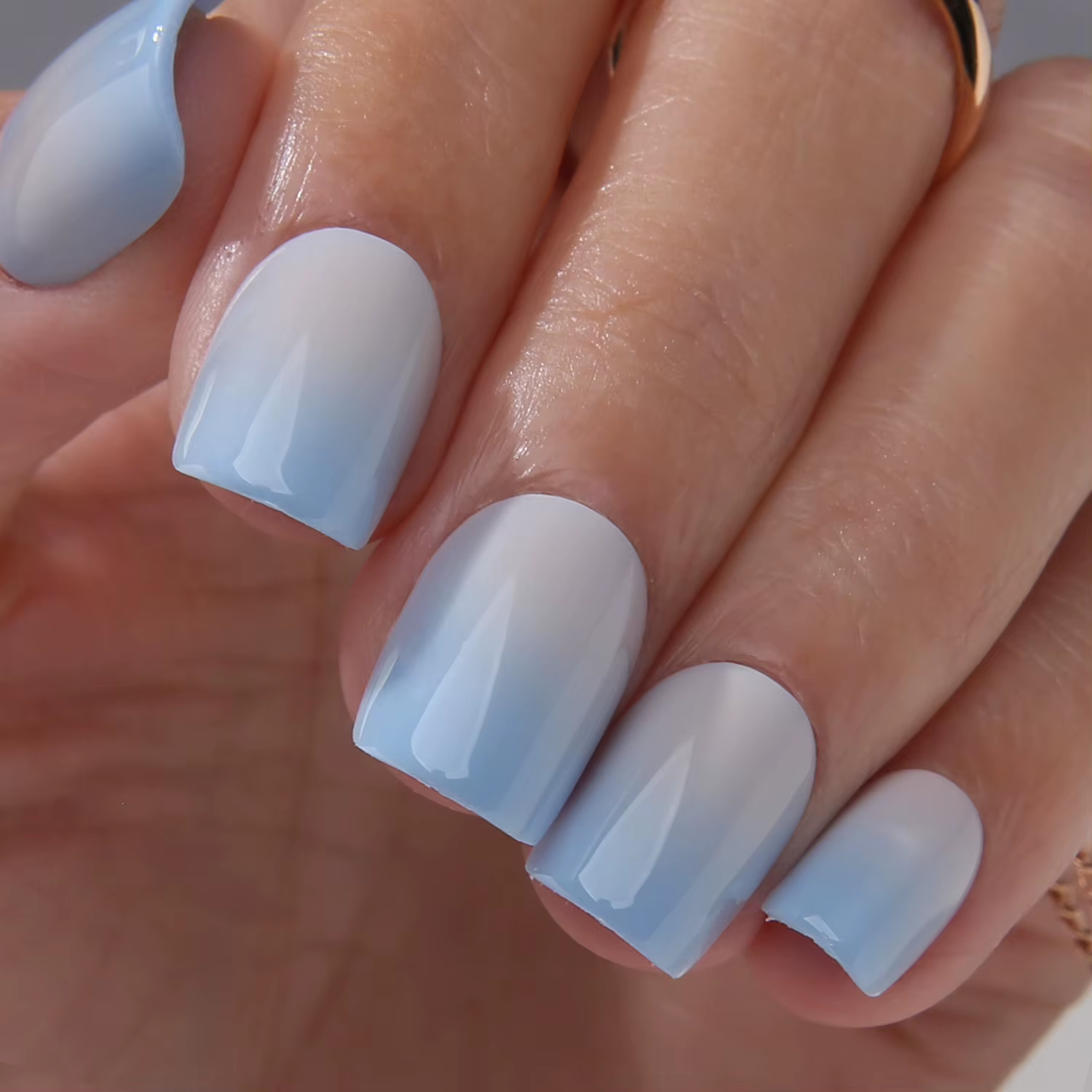 Bébé rose Ombre presse sur ongles carré court faux ongles aérographe couleur naturelle 30 pièces/ens