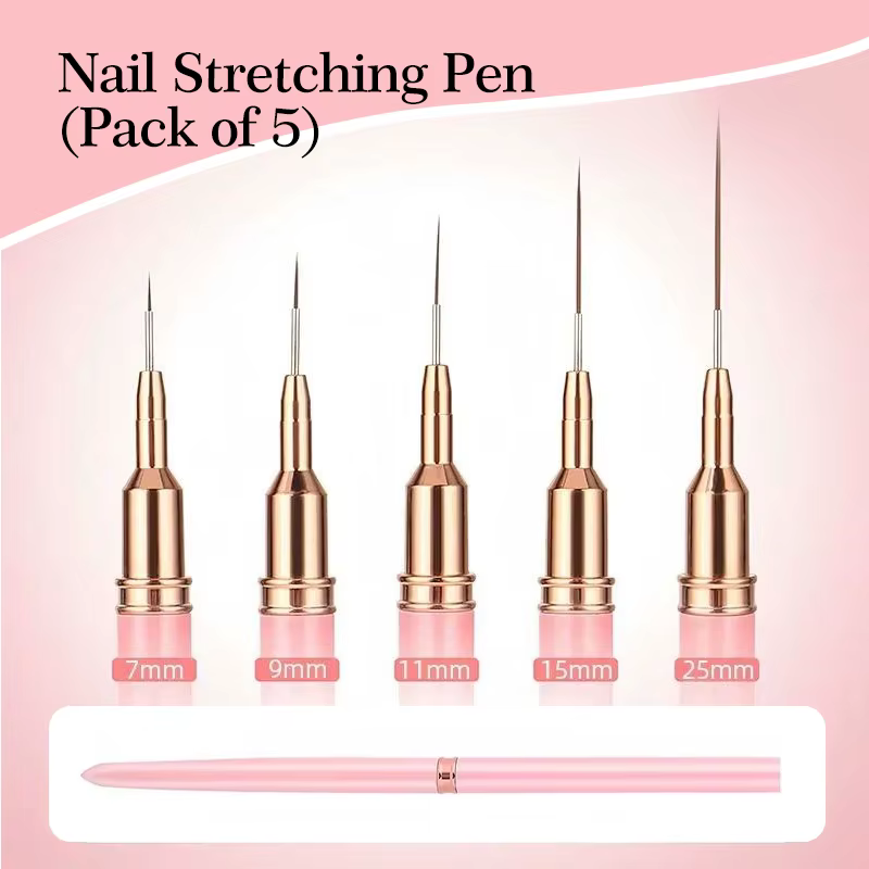 Ensemble de pinceaux pour Nail Art, 5 pièces, Kits de pinceaux pour ongles en Gel UV, ligne à rayure