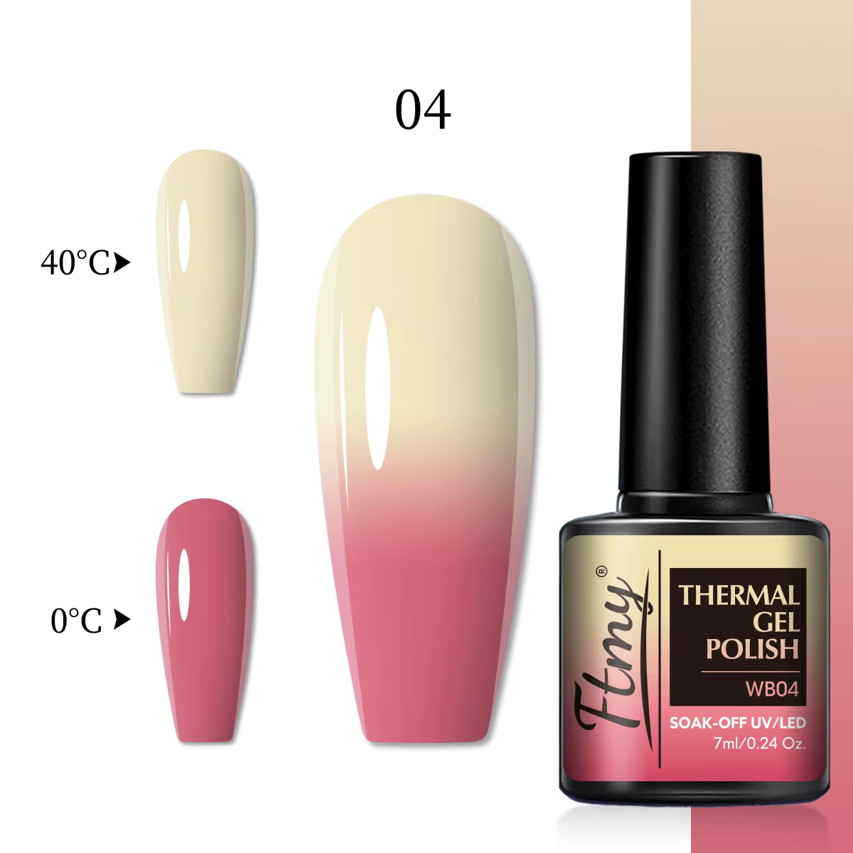 Vernis à ongles Gel à couleur changeante, sensible à la température, 7ml, sans plomb, sans parfum, v