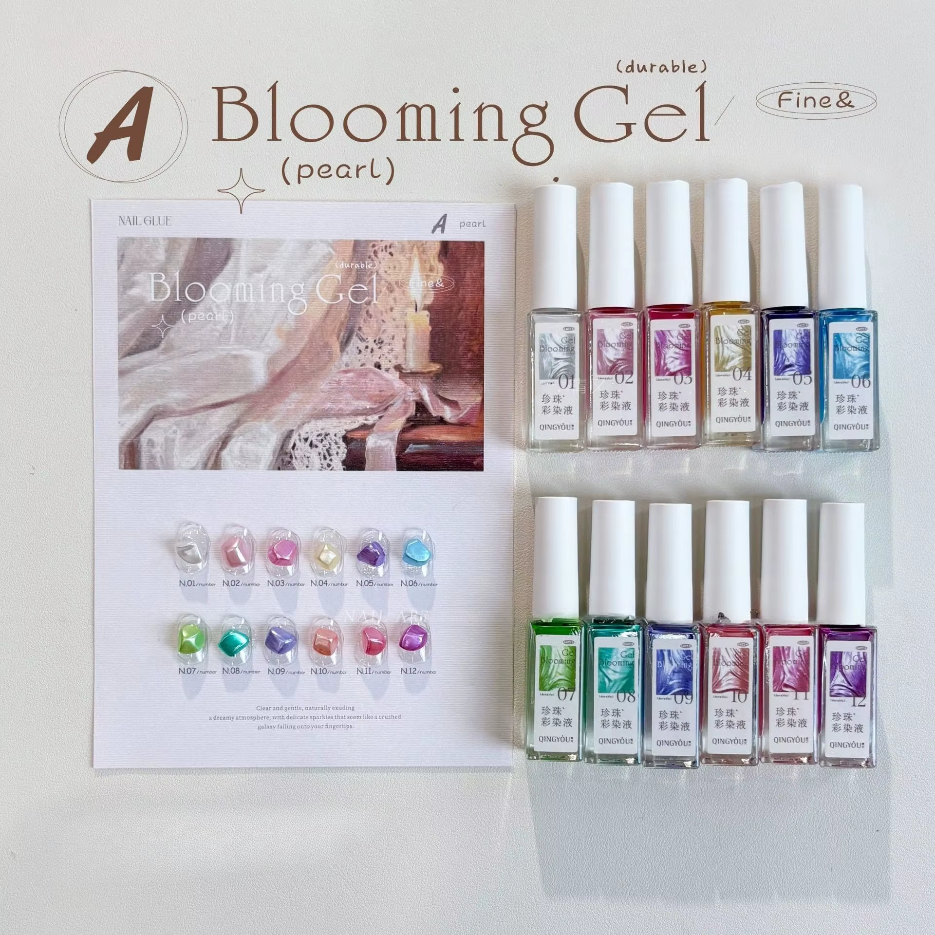 Vernis à ongles effet marbre Pearl Blooming, encre à ongles gel, gel teinté aquarelle, gel de nail a