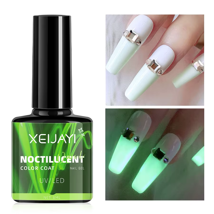 Vernis à ongles Gel Fluorescent brillant dans la nuit, couche de finition lumineuse, Semi-Permanent,