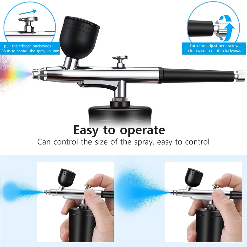 Aérographe avec compresseur pour la peinture des ongles, aérographe portable sans fil, mini pistolet