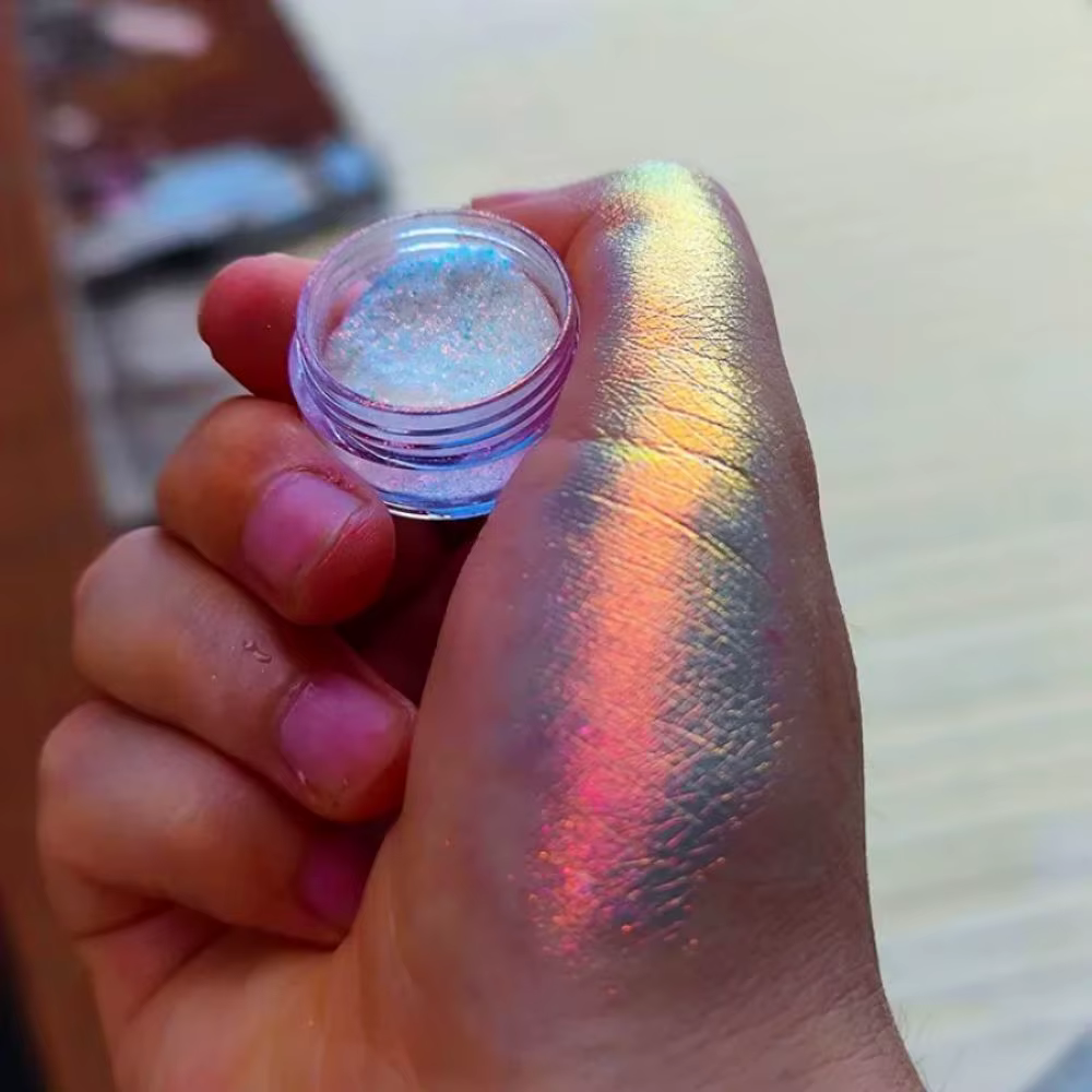 Poudre de miroir holographique caméléon fantôme, 35 couleurs, Net1-2g, miroir magique coloré, poudre