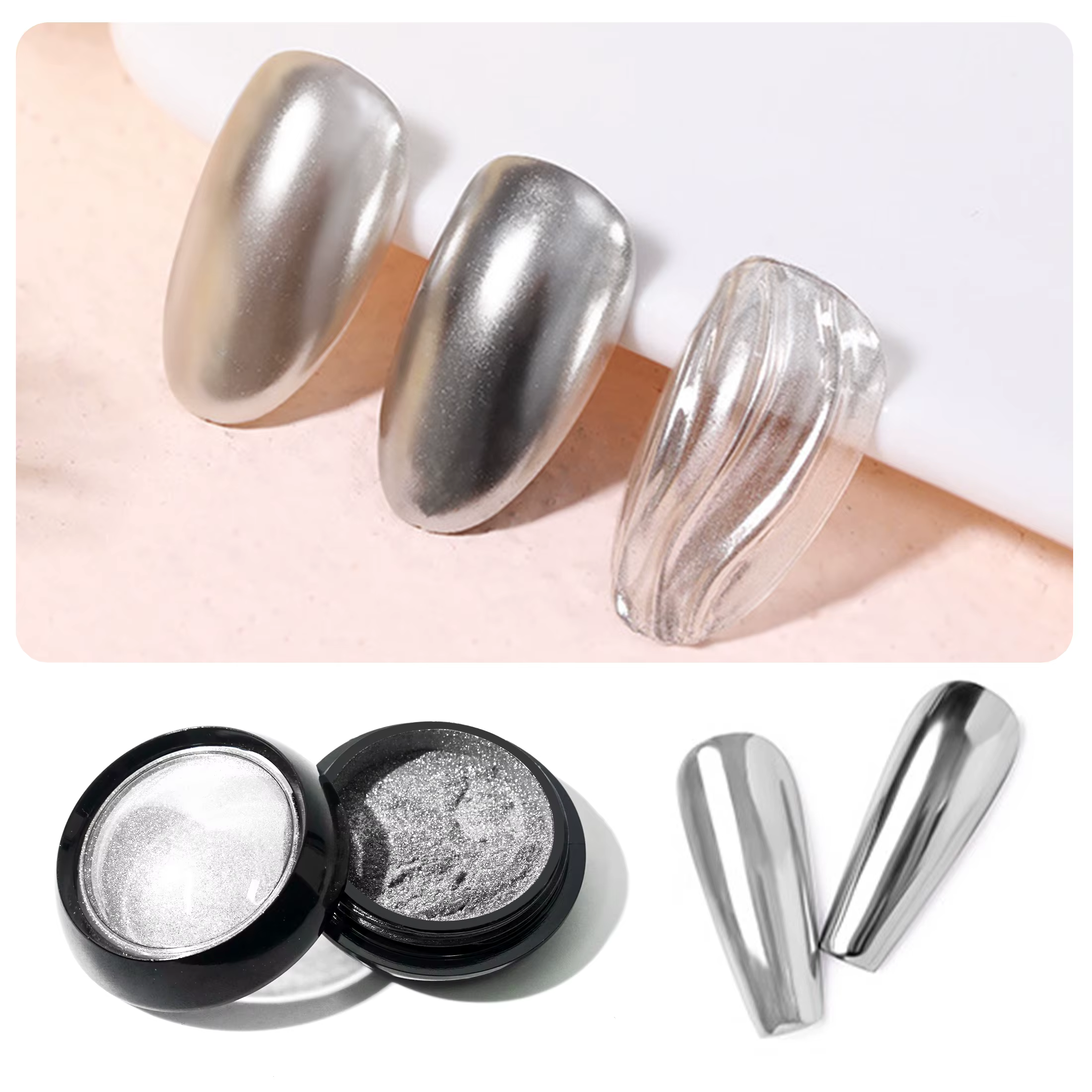 Vernis à ongles en Gel métallique, 1 pièce, paillettes métalliques, poussière à friction, Pigment br
