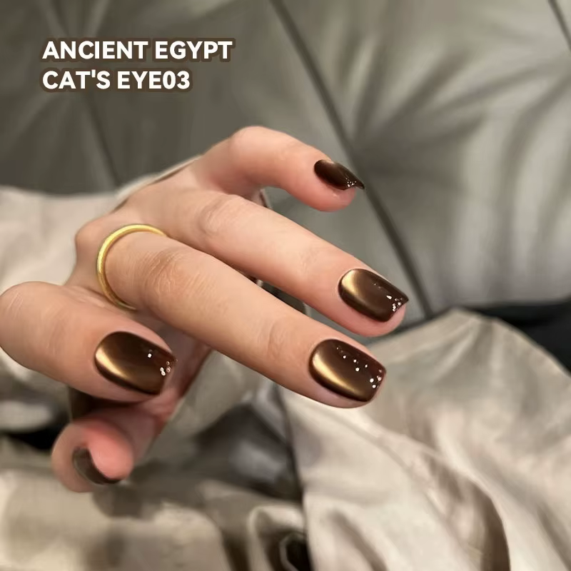 Colle pour vernis à ongles œil de chat marron, nouvelle perle de verre blanche et dorée, vernis Gel 