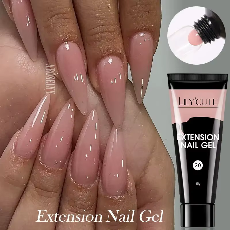 LILYCUTE 15ML Extension rapide Gel vernis à ongles nu lait blanc couleur doigt prolonger acrylique c